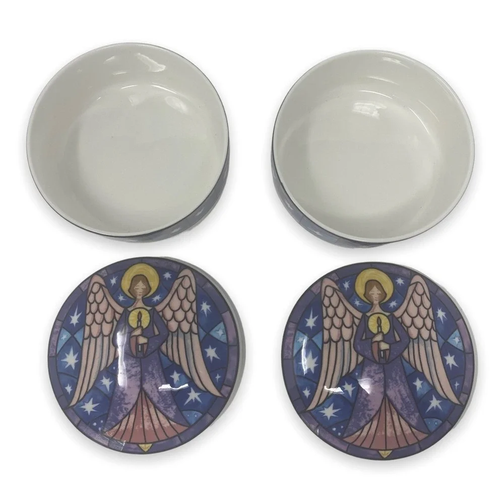 Mikasa Angel Round Trinket Box Candy Dish with Lid HK501 Indonesia -‎ Set of Two